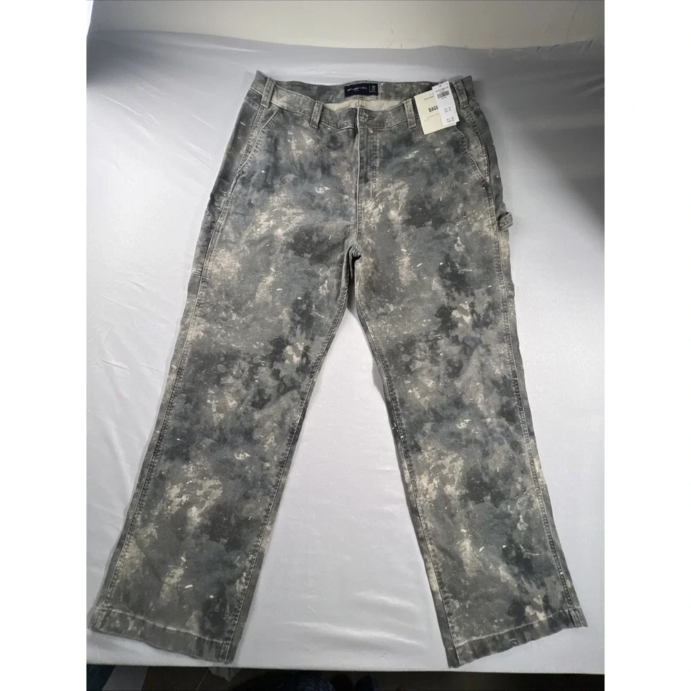 Abercrombie & Fitch Baggy Carpenter Workwear Pants Men's 38 X 32 NWT Grey Green